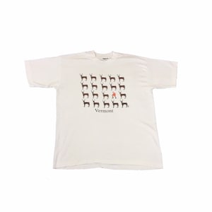 Vintage 90s Vermont Canada moose hunting white souvenir single stitch t shirt size XL