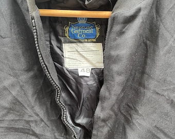 Vintage Neptune Garment Co. Men's Size 48 XL Black Bomber Jacket