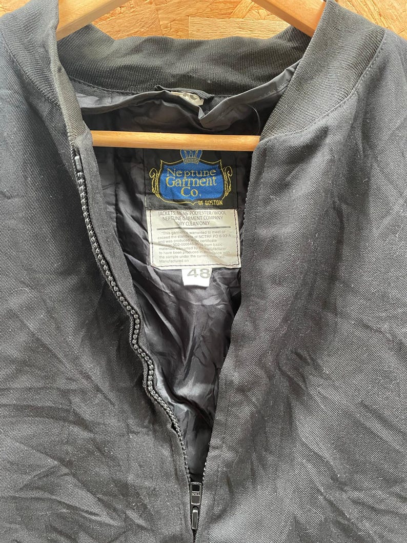 Vintage Neptune Garment Co. Men's Size 48 XL Black Bomber Jacket image 5