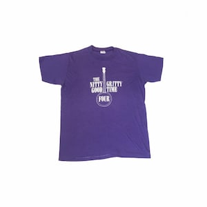 Vintage 80s Nitty Gritty Good Time Four band  purple quirky USA souvenir t shirt size large