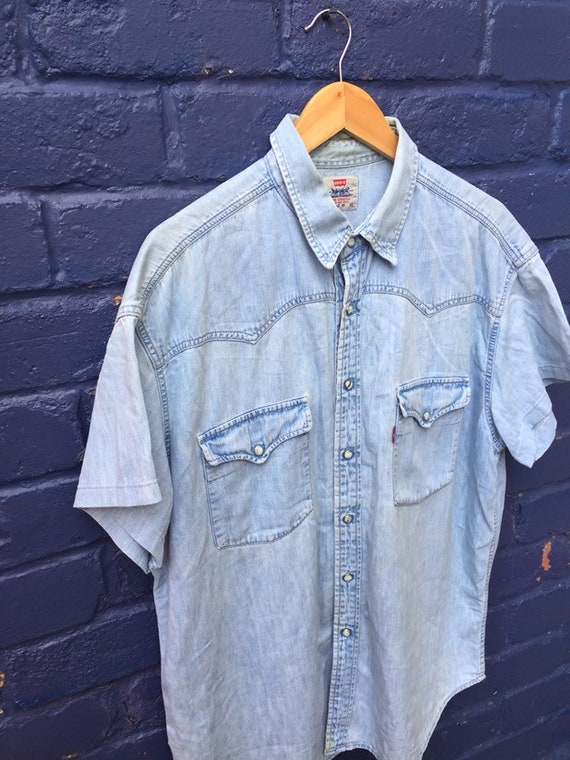 Vintage 90s Levis Red Tab distressed light blue d… - image 7