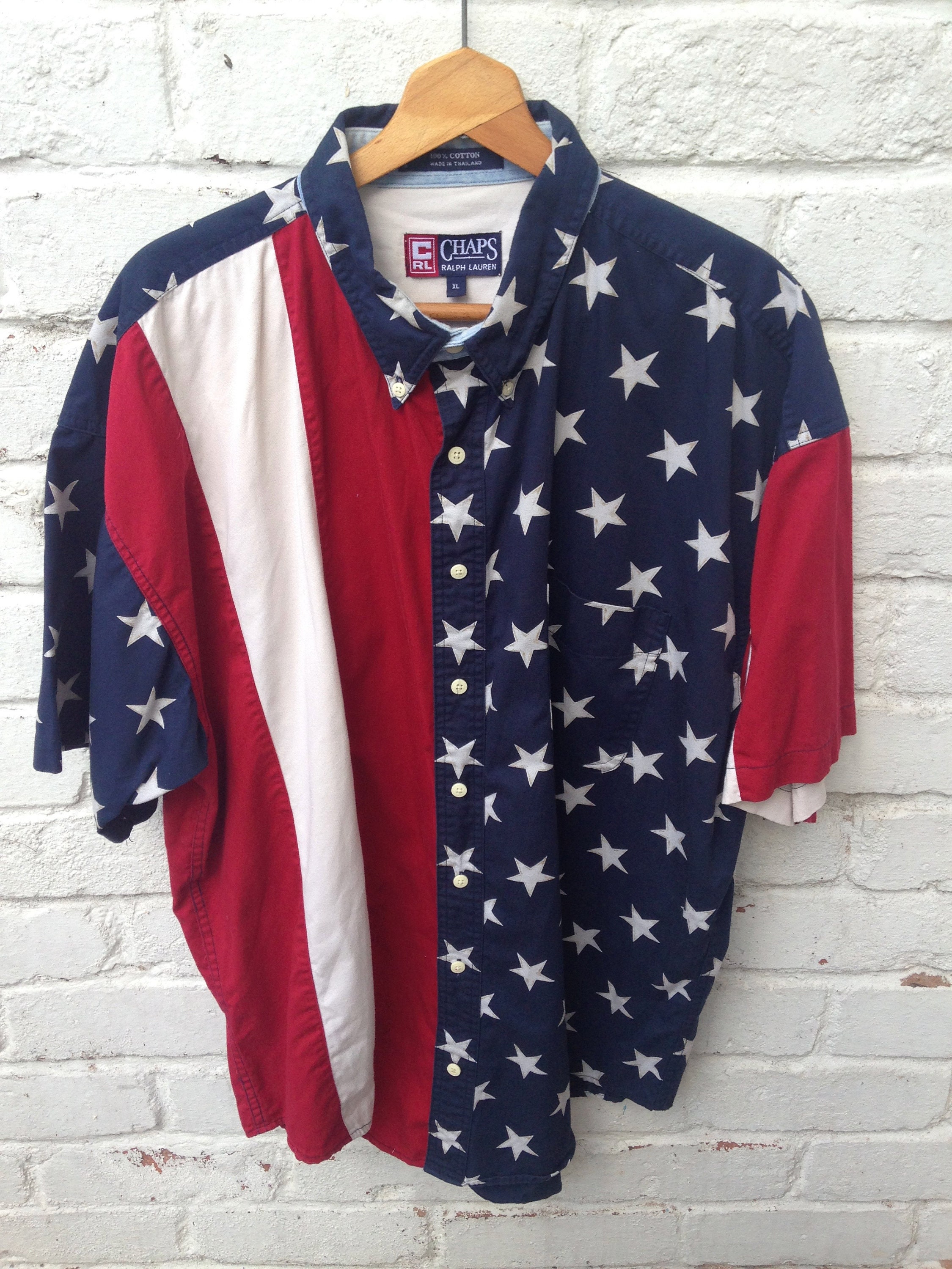 Image of Ralph Lauren Chaps Usa Shirt Rare Xl Vintage 90S Rodeo Western Hipster Cowboy