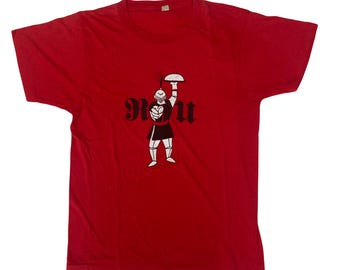 Camiseta vintage de los años 80 con la mascota del caballero de la Universidad Rutgers, recuerdo de EE. UU., de puntada simple roja, talla mediana, de Screen Stars