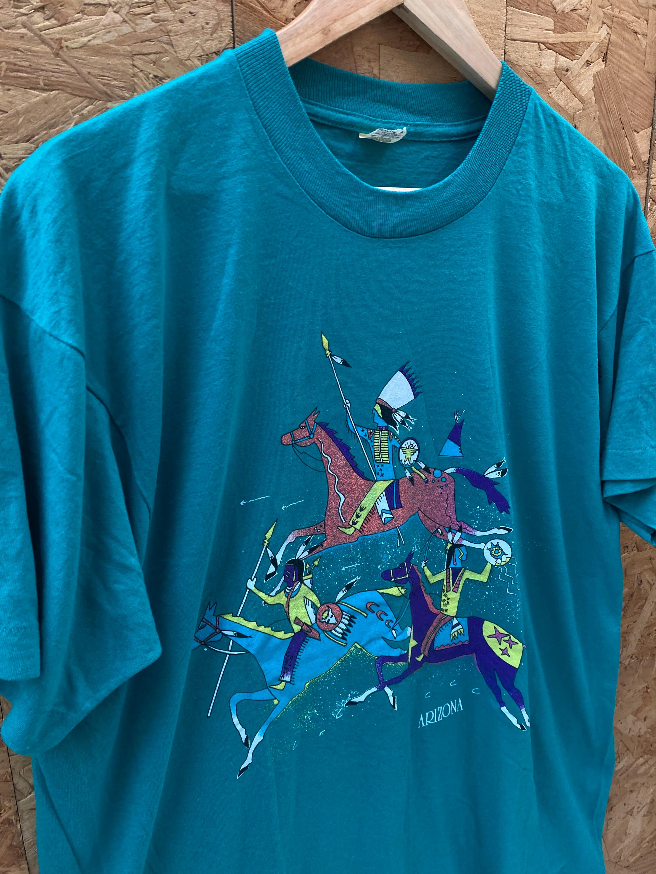 Vintage 90s Turquoise Arizona Native Art Souvenir Single Stitch T