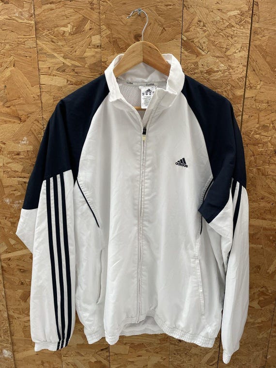 Vintage Y2K Adidas Clima365 Track Jacket White Navy Blue Men's