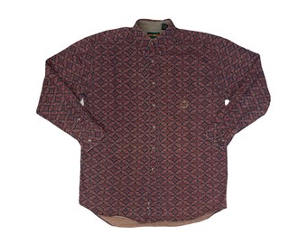 Vintage 90er Jahre Ivy Crew Herren L Paisley Print Langarm Button Down Shirt