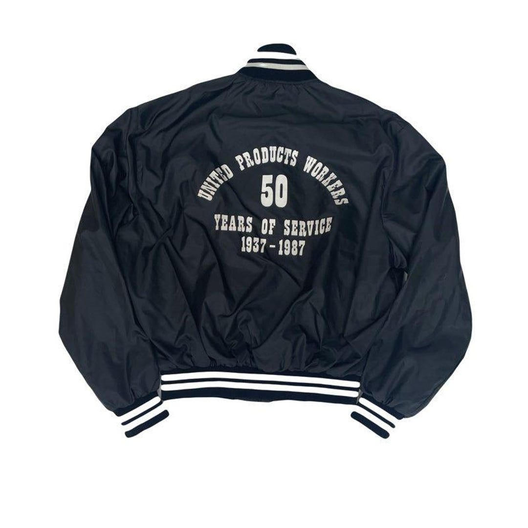 80sスタジャン Holloway madeinUSA Vintage 80s USA Holloway Black Varsity Jacket, Size XL, United