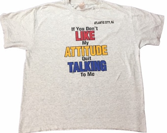 Vintage 80s Atlantic City New Jersey funny USA souvenir grey t shirt size xl