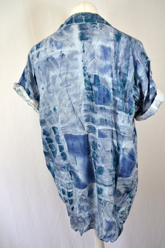 Retro Wavy Ugly Blue Abstract Pattern 90s Shirt - Etsy
