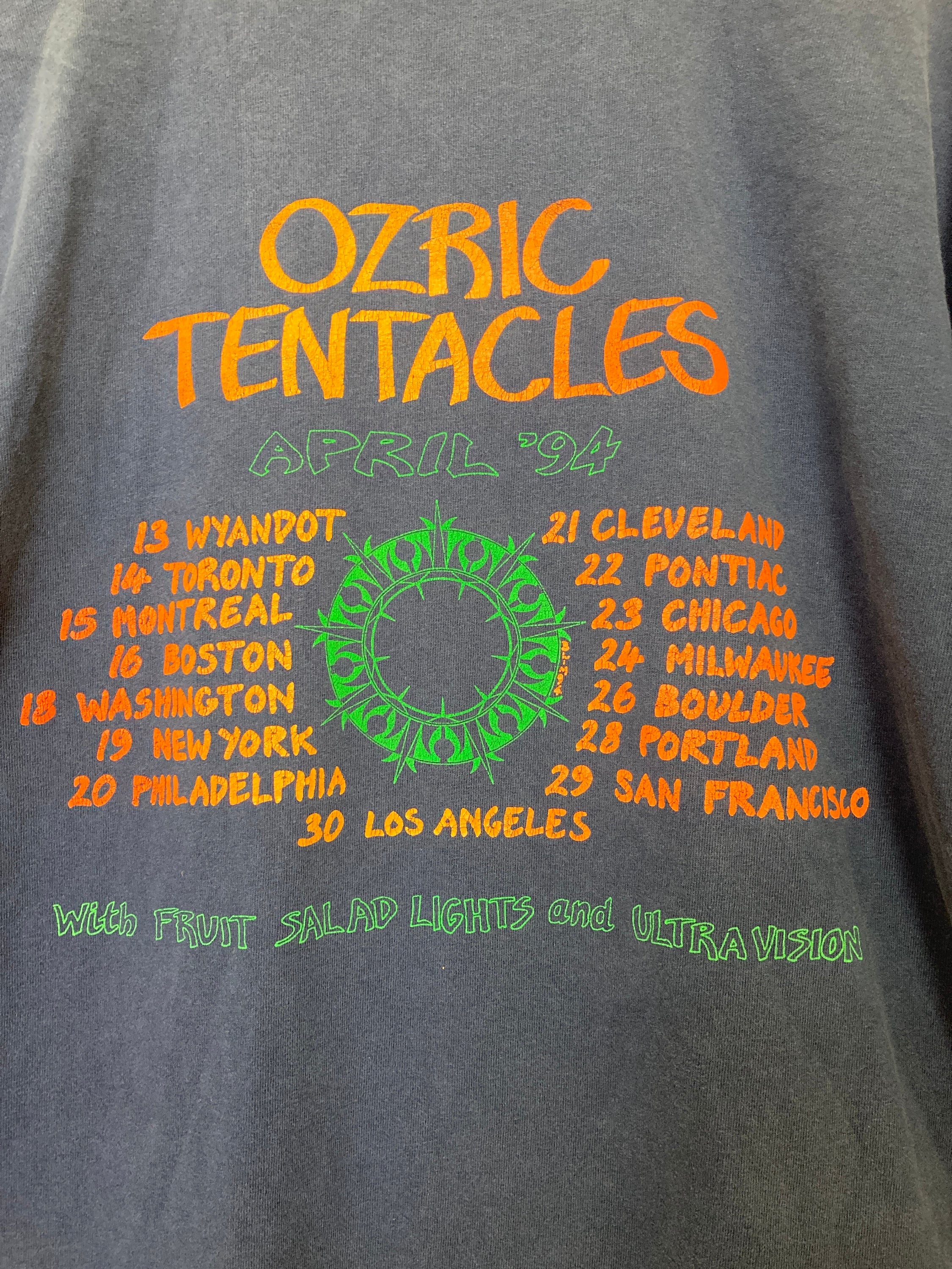 Vintage 94 Ozric Tentacles Ultravision USA Tour Double Sided Navy