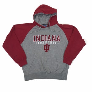 Vintage 90s USA Indiana Hoosiers College uni team grey marl red hoodie size medium
