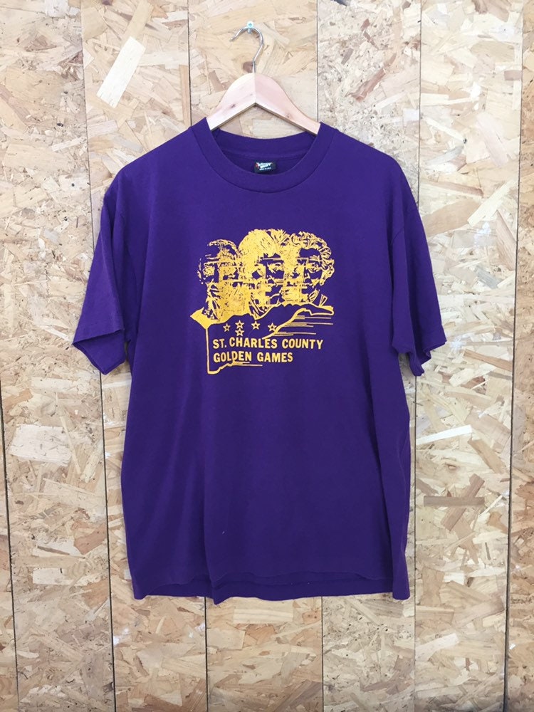 Vintage 90s Purple General Motors St Charles County USA Souvenir T