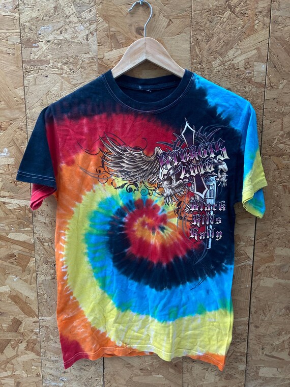 Vintage Sturgis Black Hills Biker Rally Tie-dye Swirl T-shirt Size