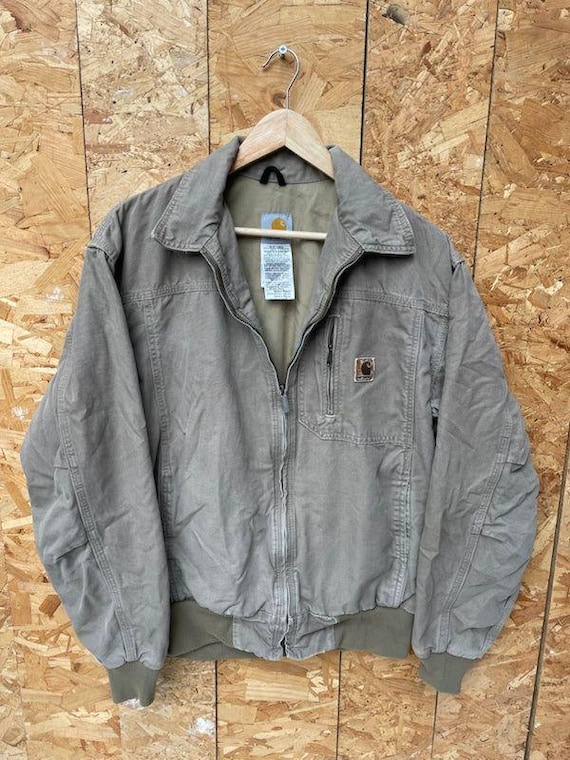 Vintage 90s Carhartt Wylie Stone Beige Tan Workwear Jacket Size