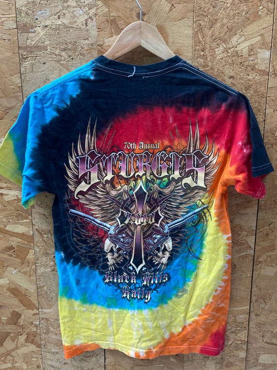 Vintage Sturgis Black Hills Biker Rally Tie-dye Swirl T-shirt Size