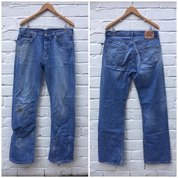 Vintage 90s Distressed Look Mens Levi 501s Work Jeans Blue - Etsy Hong Kong
