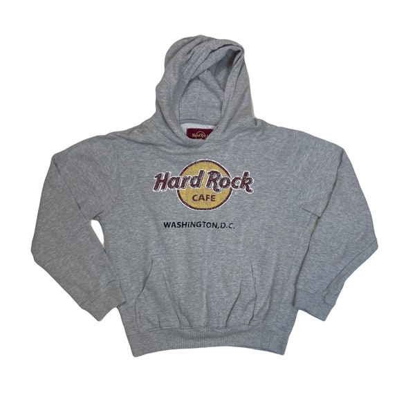 Vintage 90er Jahre Hard Rock Cafe Washington D.C grauer Hoodie Größe M