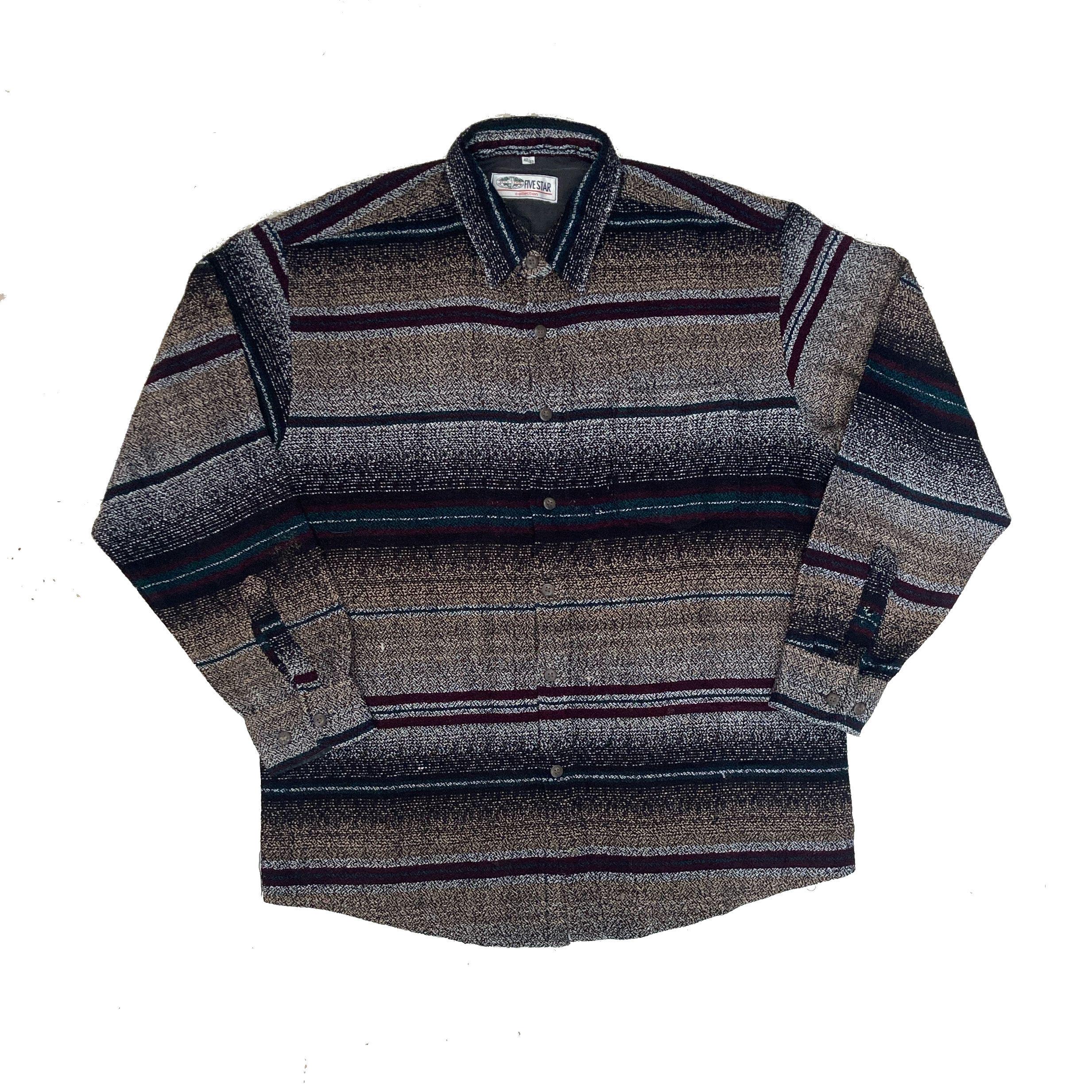 Chemise Vintage Amérindienne Homme - Motif Loup Noir - Taille XL - Occasion Très Bon état