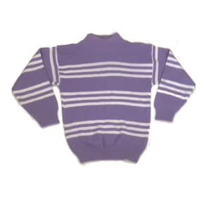Vintage 80s USA made ladies lilac purple & white striped roll neck jumper pullover size small by World Trade