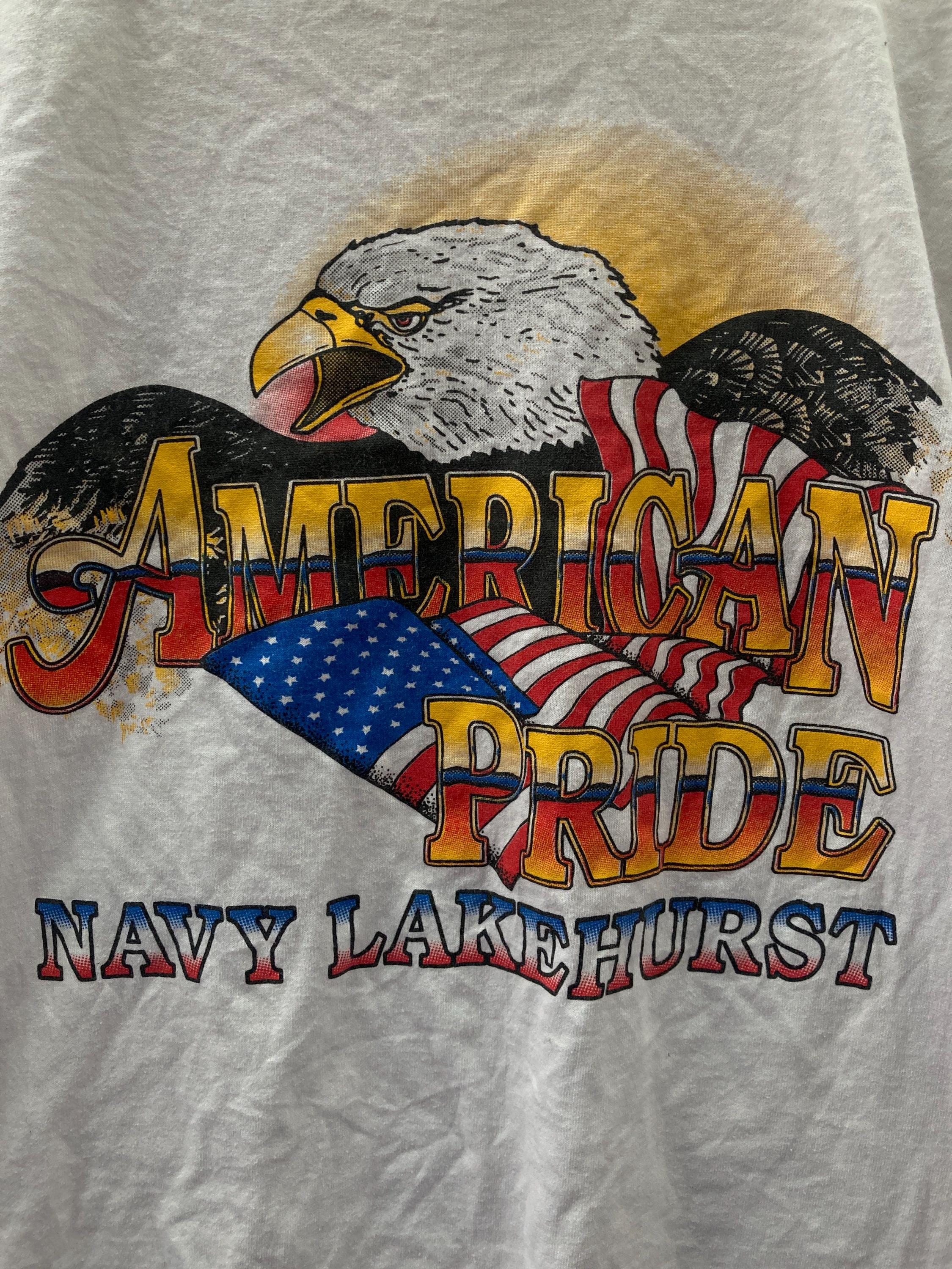 Vintage 90s Eagle American Pride Navy Lakehurst Single Stitch 