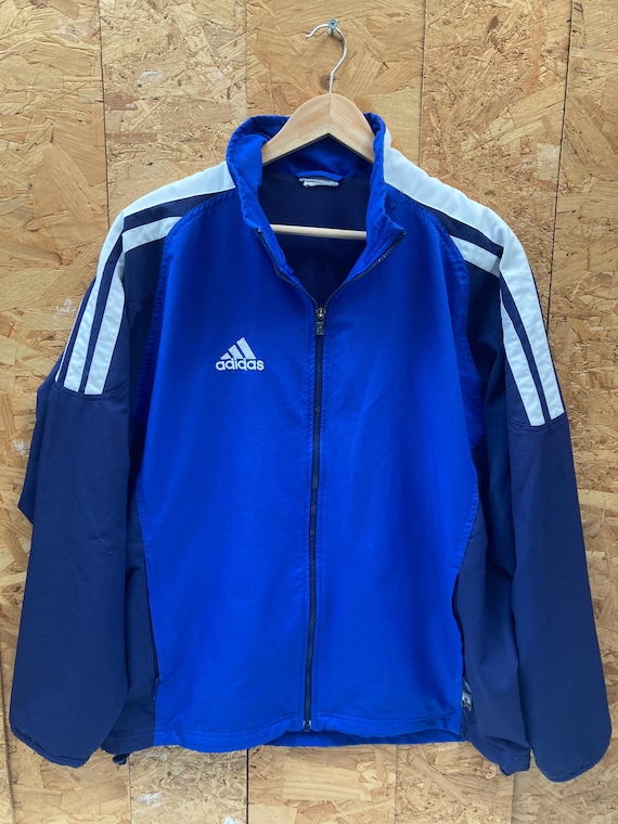 Vintage Y2K Navy Blue White Adidas Climalite Shell Track Jacket