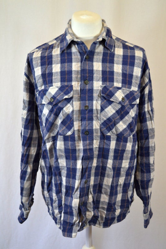 Image of Retro 90's Blue Heavy Cotton Check Shirt