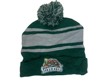 Vintage Everett Silveryips grey dark green winter ice hockey beanie hat