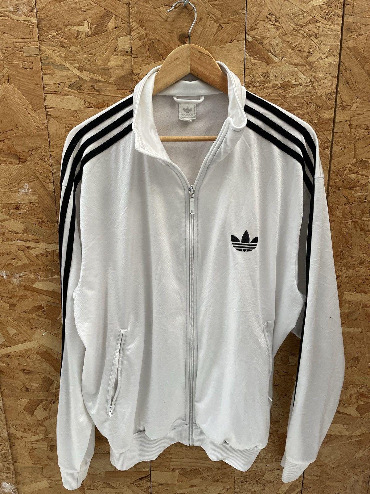 Vintage Adidas Track Jacket White Black Trefoil Logo Full Zip