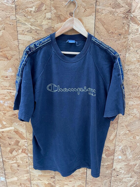 Vintage 90s Champion Men's Size XL Navy Blue Short Sleeve T-shirt
