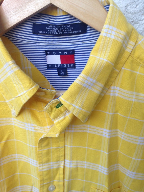 Tommy Hilfiger Vintage 90s Yellow Plaid Check Oversized Shirt - Etsy