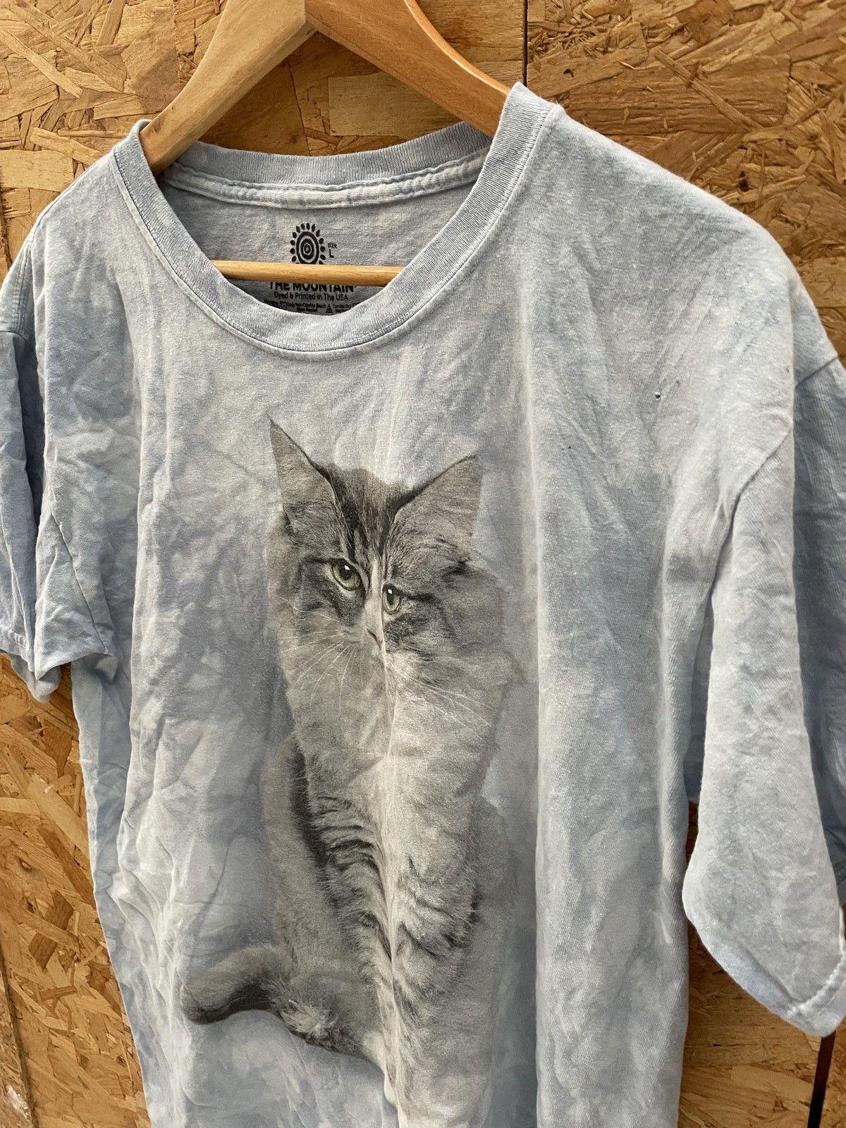 Vintage the Mountain T-shirt Men's L Gray/blue Tie-dye Cat Graphic