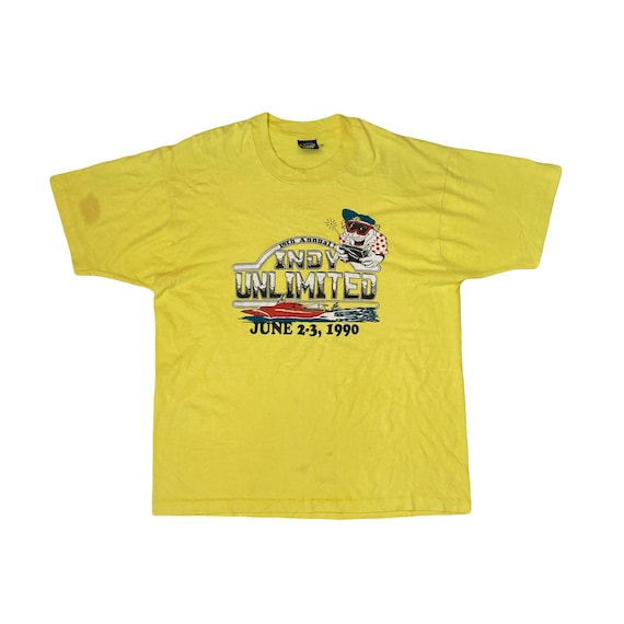 Vintage 90s Yellow Indy Unlimited Souvenir Single Stitch T-shirt