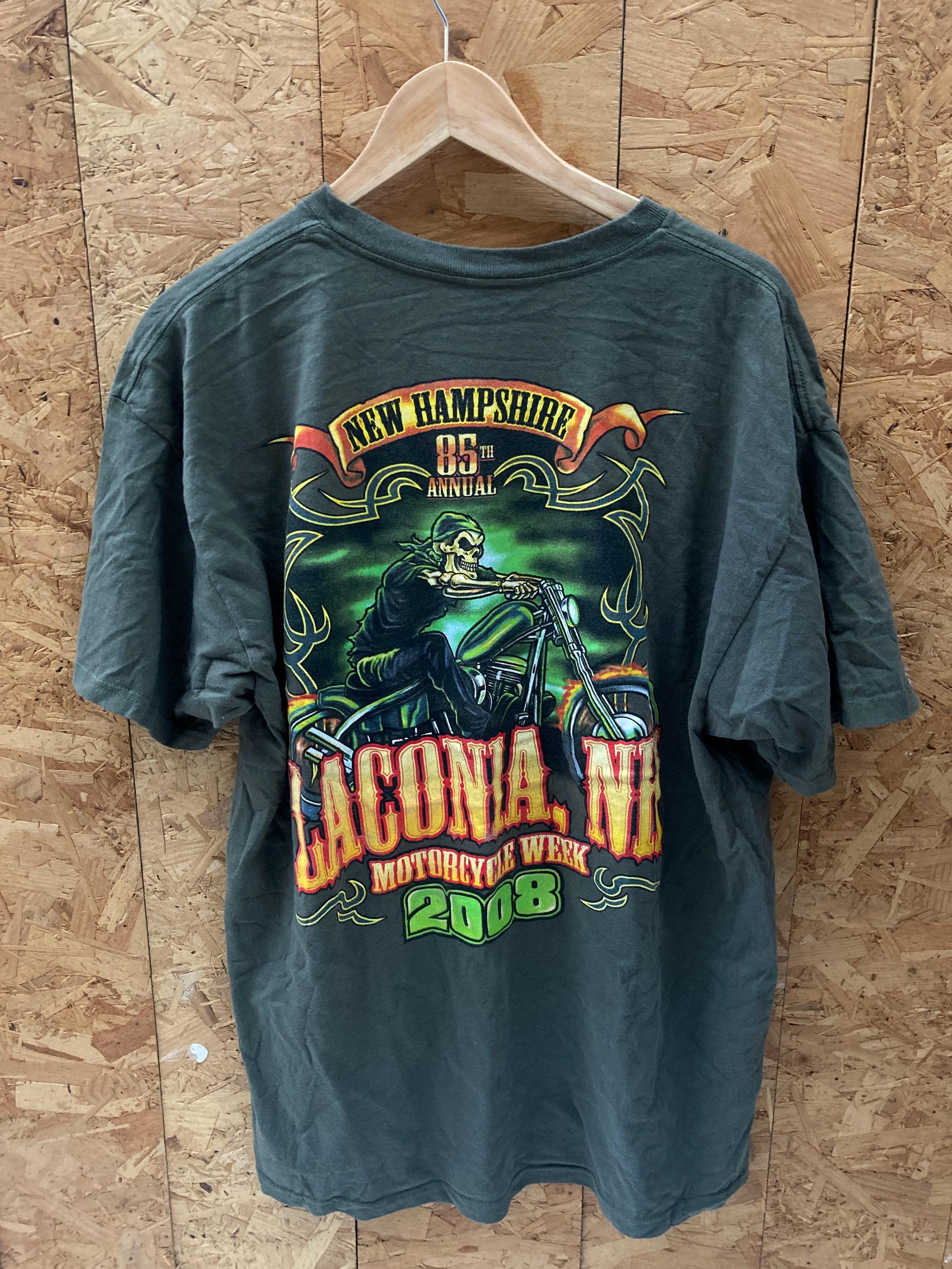 Vintage 85th Annual Laconia NH Bike Week Souvenir Green Biker T