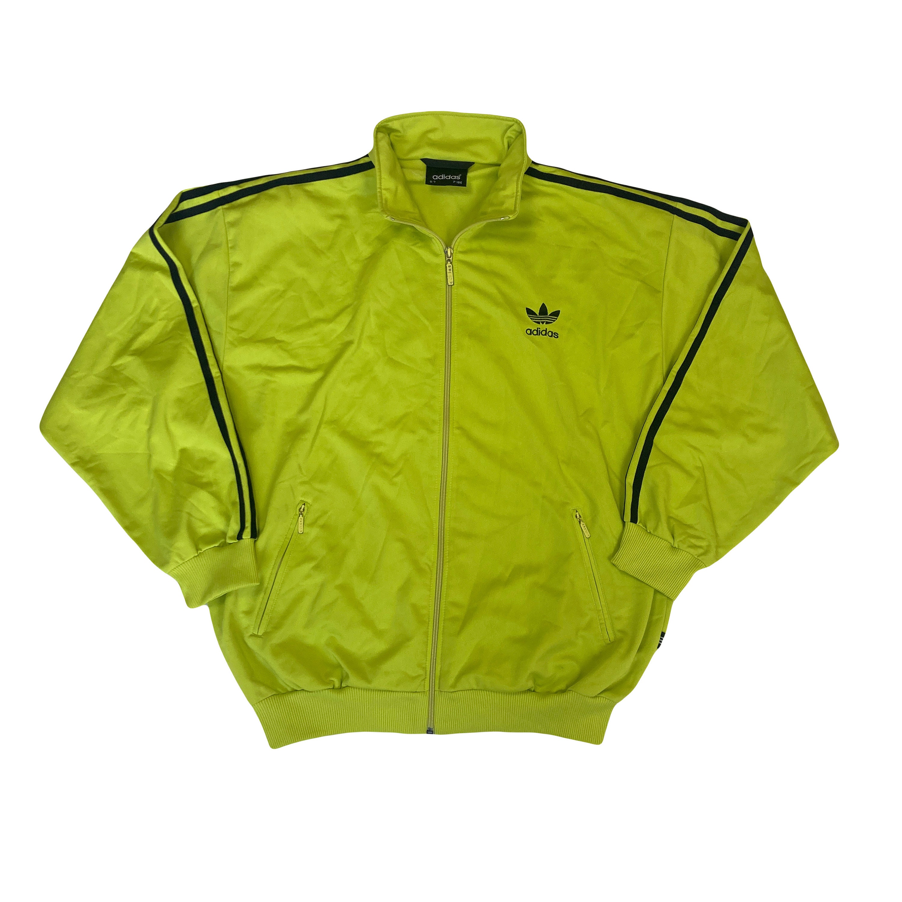 Vintage Y2K Adidas Zip Track Top Lime Green Black Stripe Old