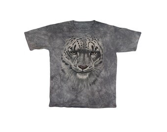 Vintage 90s grey tie dye white snow tiger The Mountain t-shirt size youth XL