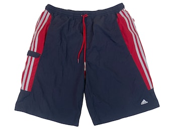 Vintage Y2K Adidas Badeshort in grau rot Größe XL