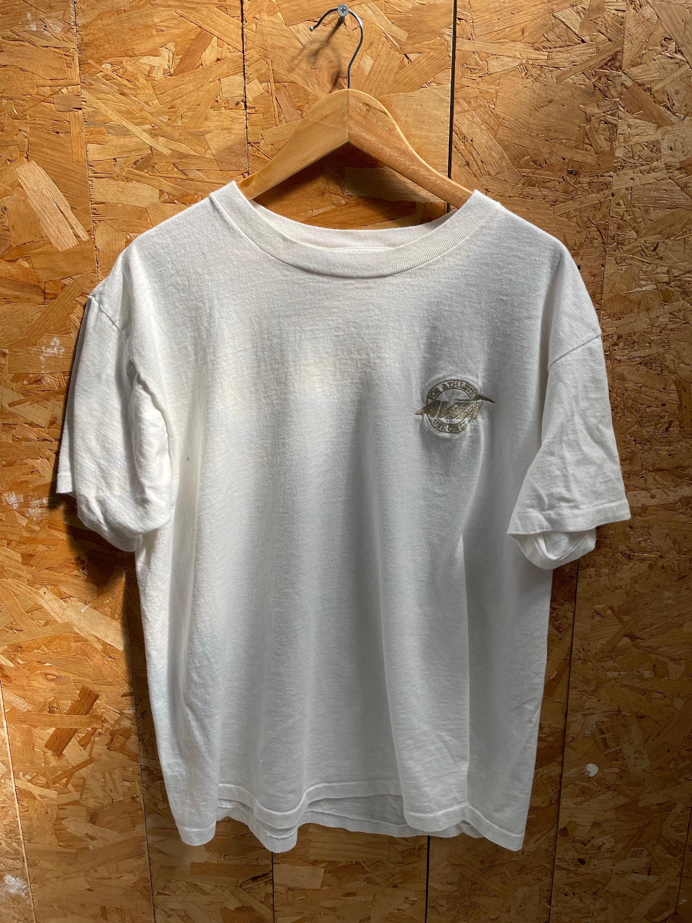 Vintage 90s Single Stitch White T-shirt With Embroidered Logo