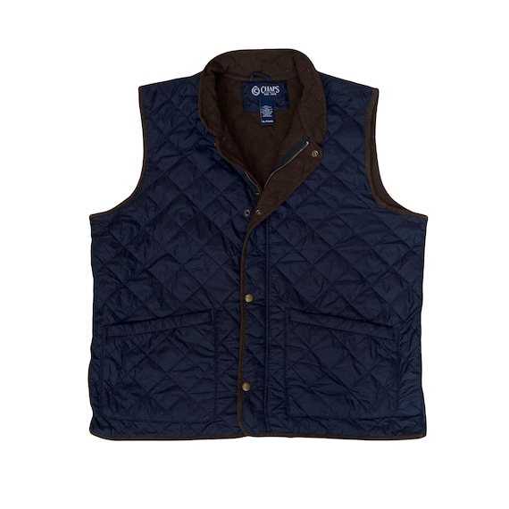 Vintage Y2K Chaps Ralph Lauren Quilted Fleece Lined Blue Vest 