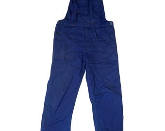 Vintage British WW2 Dark Blue Cotton Workwear Dungarees Overalls