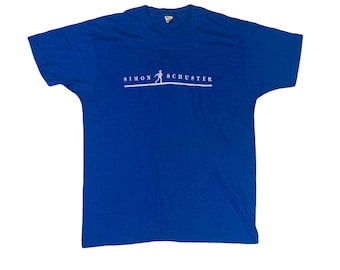Vintage 80s blue Simon Schuster Publications promo souvenir USA blue single stitch t-shirt size XL