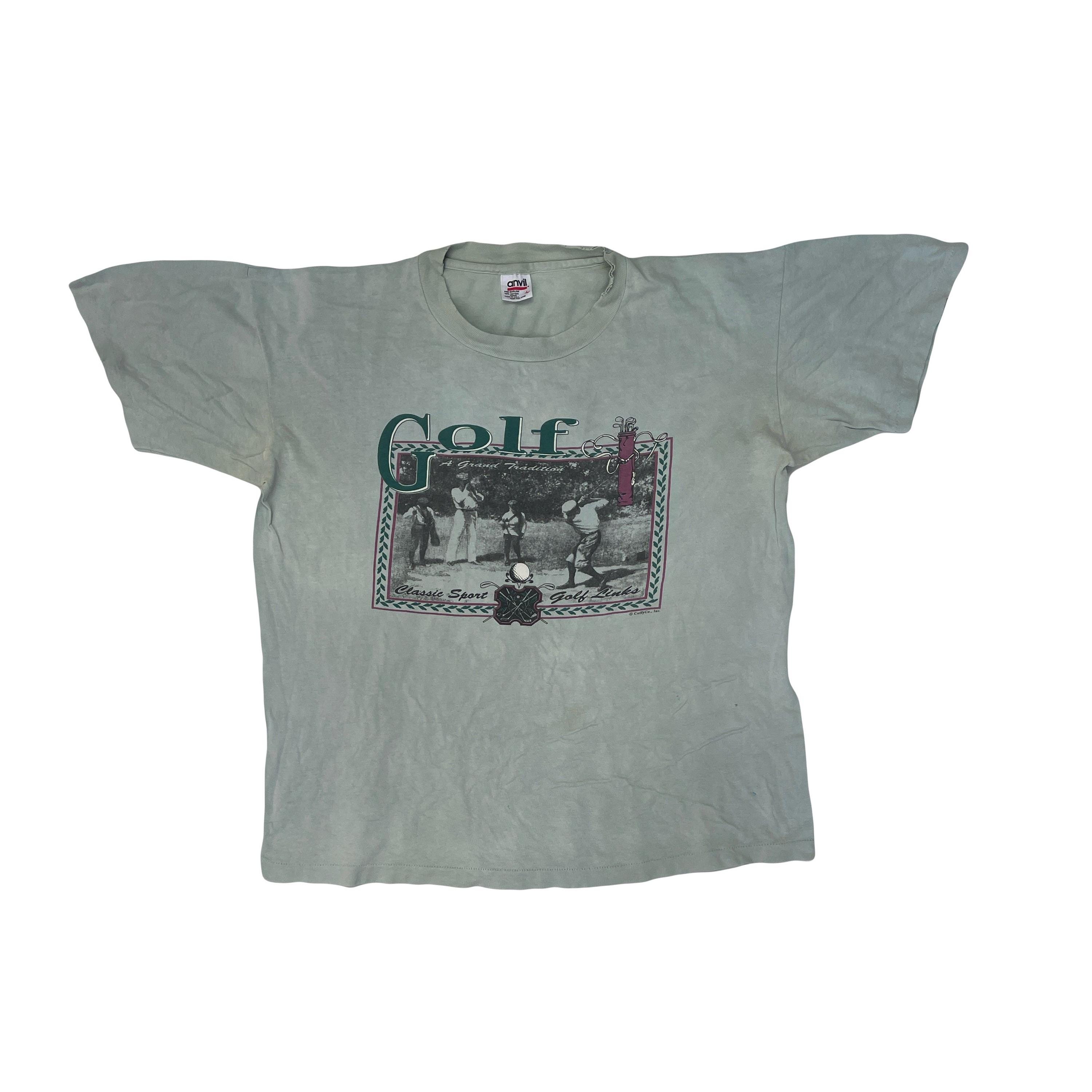 Vintage 90s Thrashed Single Stitch Anvil Golf T-shirt - Light