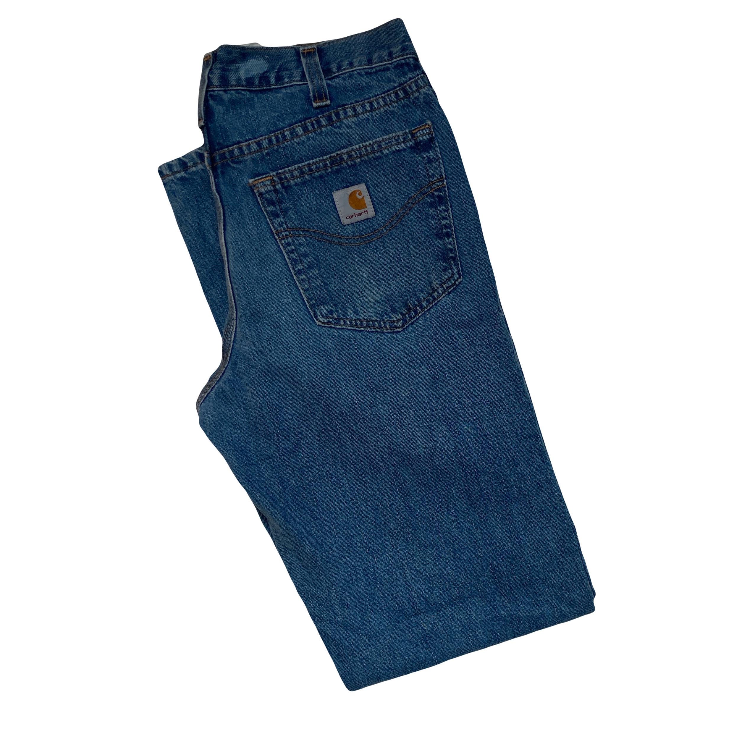 Carhartt Vintage 90s Mens Blue Denim Distressed Work Jeans