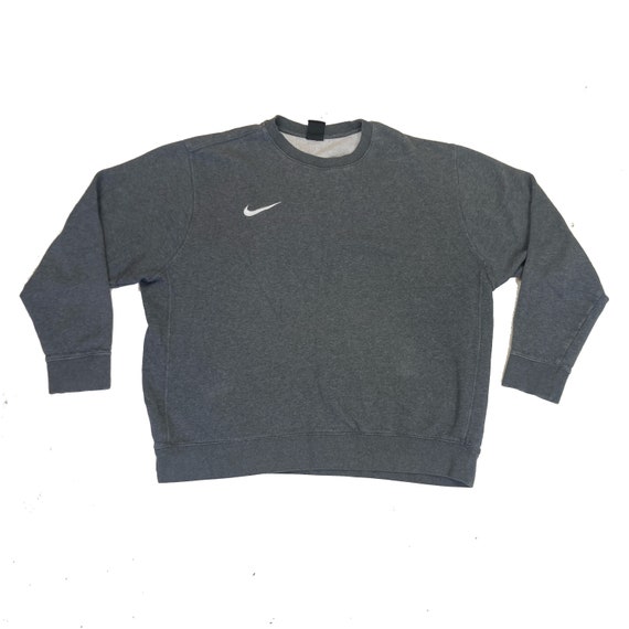 Vintage Y2K Nike Grey Minimal White Swoosh Crew Neck Sweater Size
