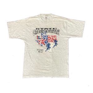 Vintage 97 State Cross Country Run USA souvenir single stitch grey t-shirt size large