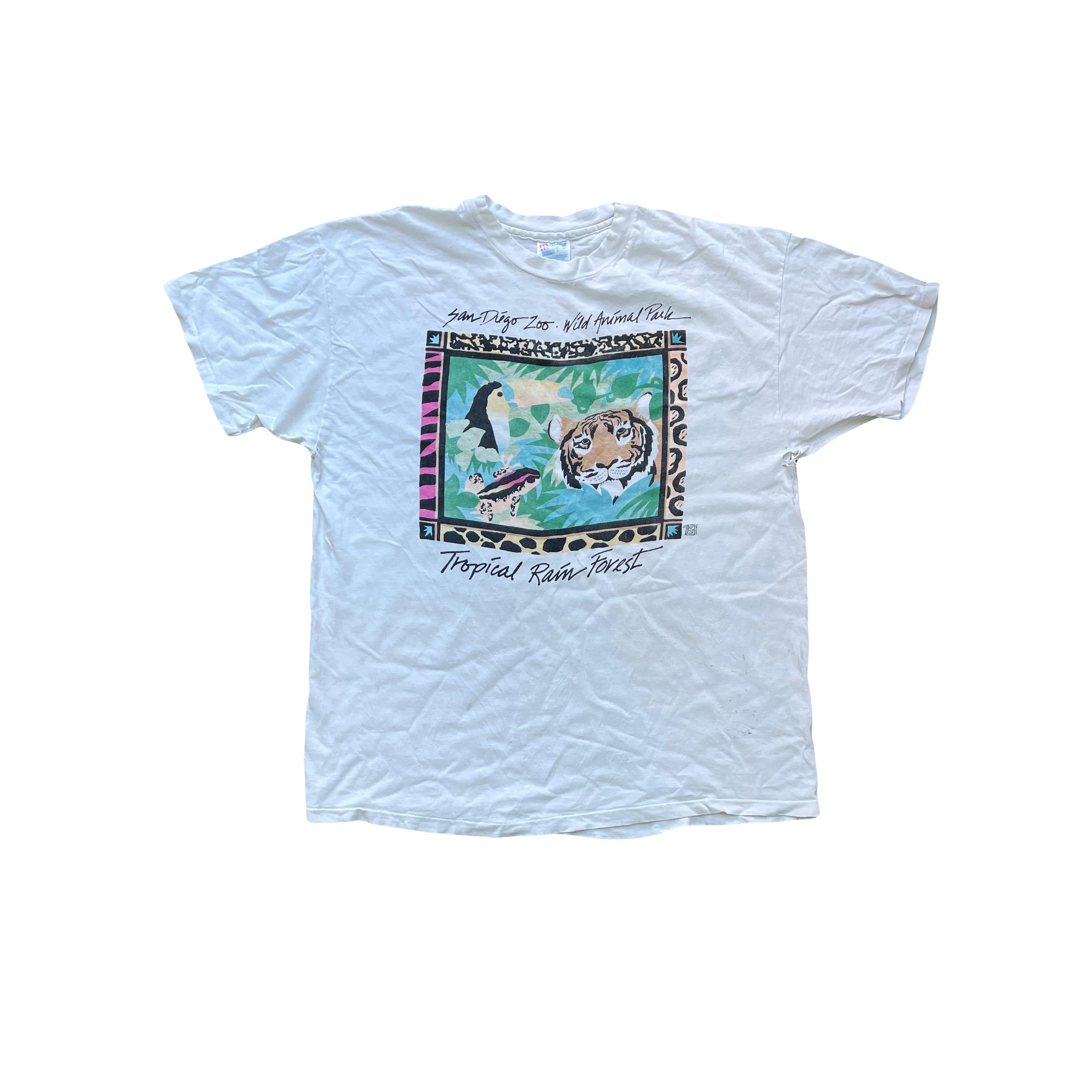 Vintage 90s Thrashed San Diego Zoo Single Stitch T-shirt - White