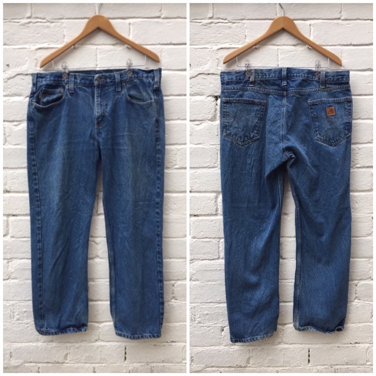 Vintage 90s Carhartt W38 L30 Men's Blue Denim Workwear