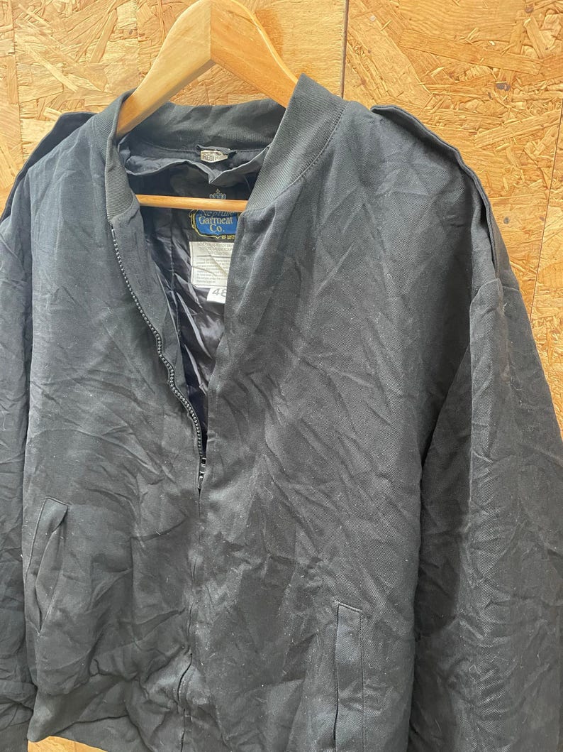 Vintage Neptune Garment Co. Men's Size 48 XL Black Bomber Jacket image 3