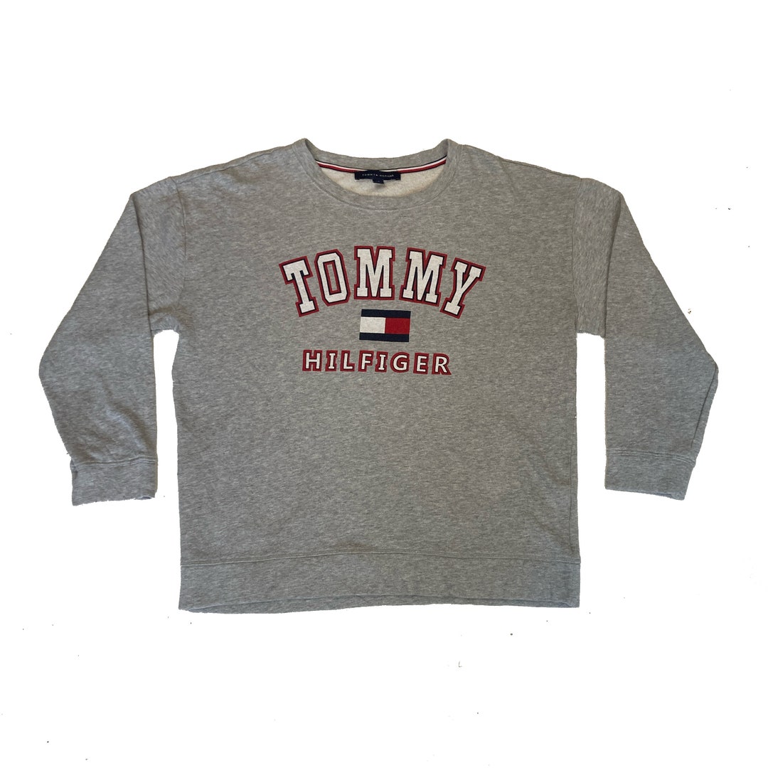 Vintage Y2K Tommy Hilfiger Grey Block Letter Spell Out Crew Etsy