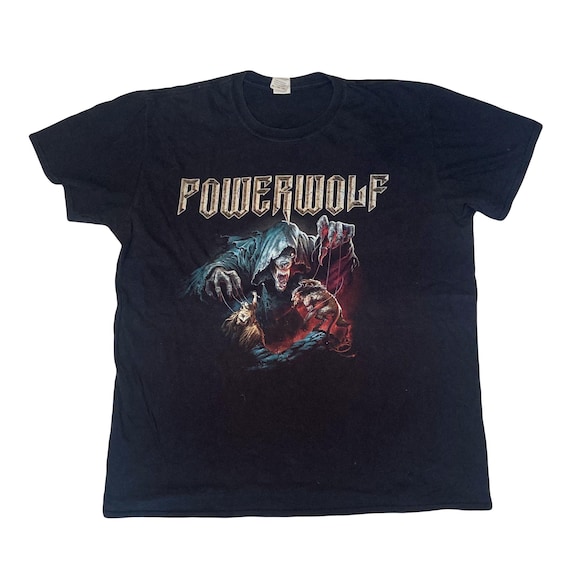 Camiseta negra destenida Vintage Y2K Powerwolf The sacrament of sin talla XL en Gildan