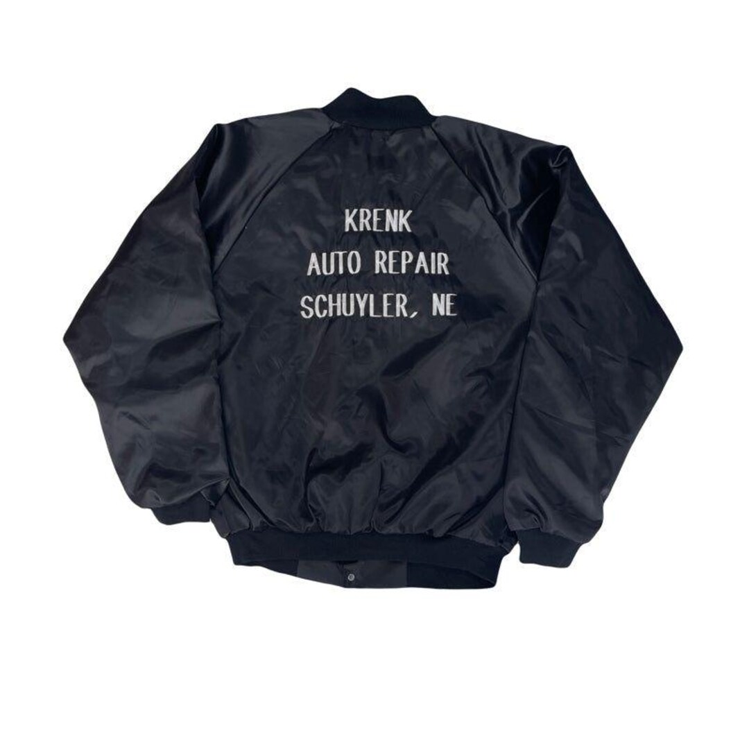 Vintage 80s Krenk Auto Repair Shop Wear-guard Black Satin Baseball ...